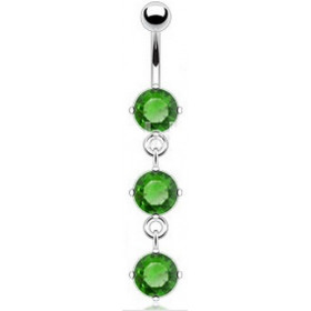 piercing nombril sexy pendant en acier chirurgical cristal couleur Vert