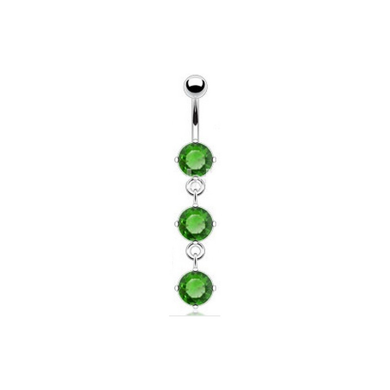 piercing nombril sexy pendant en acier chirurgical cristal couleur Vert