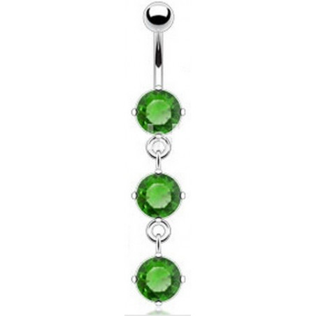 piercing nombril sexy pendant en acier chirurgical cristal couleur Vert