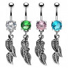 Piercing nombril en acier chirurgical pendentif trois plume acier