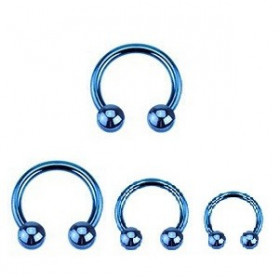 vente de Piercing Fer Titane 1.2mm bille 3mm piercing labret acier bleu fer a cheval titane anodisé couleur bleu