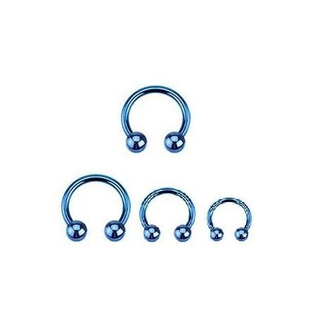 vente de Piercing Fer Titane 1.2mm bille 3mm piercing labret acier bleu fer a cheval titane anodisé couleur bleu