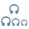 vente de Piercing Fer Titane 1.2mm bille 3mm piercing labret acier bleu fer a cheval titane anodisé couleur bleu