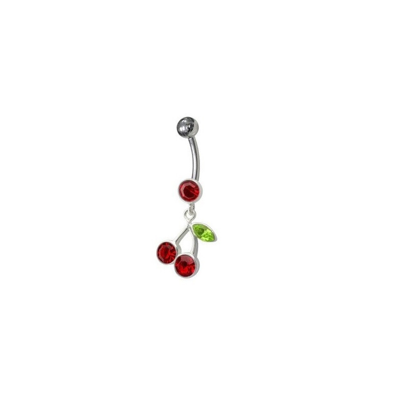 Vocdikficy Piercing Nombril Cerise 361L Acier Chirurgical Strass