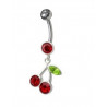 Piercing nombril cerise pendante en argent massif 925 pas cher