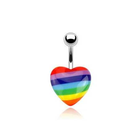 Piercing nombril acier chirurgical Coeur couleur Gay Pride