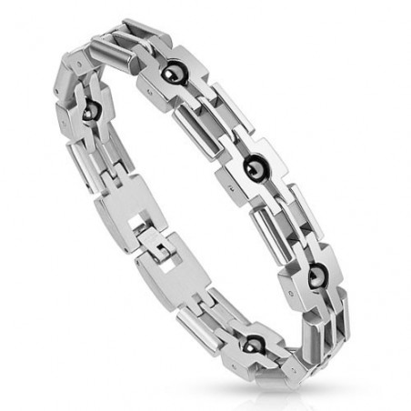 Bracelet homme acier chirurgical inoxydable haute qualité bille noir