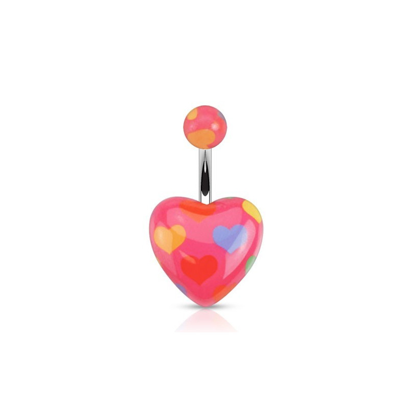 Piercing nombril en acier chirurgical Coeur en acrylique logo coeur