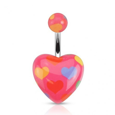Piercing nombril en acier chirurgical Coeur en acrylique logo coeur