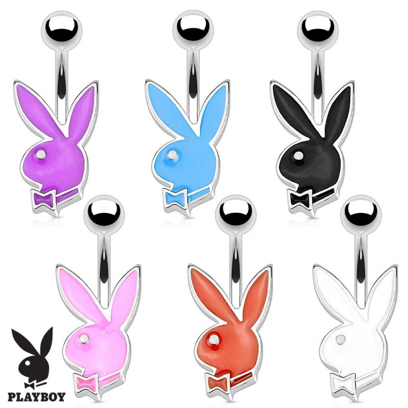 Piercing Nombril Playboy - Lapin Avec Diamant Violet, Acier Inoxydable, Argenté, Neuf