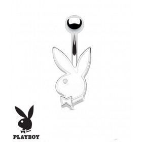 Piercing nombril de la marque Playboy couleur blanc tige finne de 1.2 mm de diamètre