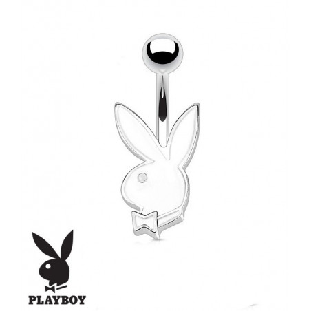 Piercing nombril de la marque Playboy couleur blanc tige finne de 1.2 mm de diamètre