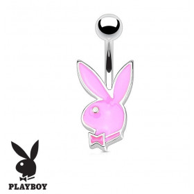 Piercing nombril de la marque Playboy couleur rose tige finne de 1.2 mm de diamètre