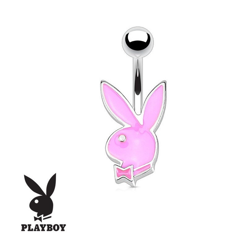 Piercing nombril de la marque Playboy couleur rose tige finne de 1.2 mm de diamètre