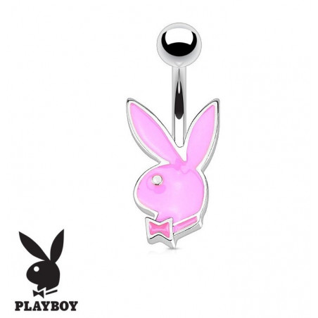 Piercing nombril de la marque Playboy couleur rose tige fine de 1.2 mm de diamètre