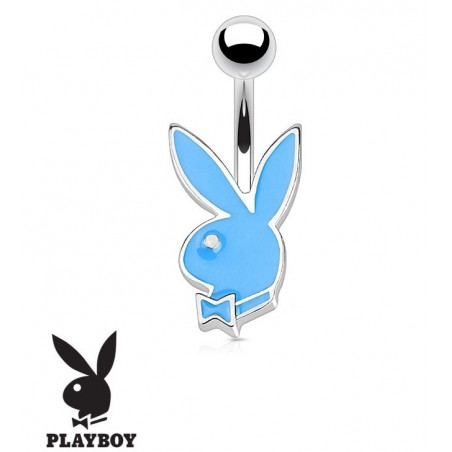 Piercing nombril de la marque Playboy couleur bleu tige fine de 1.2 mm de diamètre