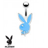 Piercing nombril de la marque Playboy couleur bleu tige fine de 1.2 mm de diamètre