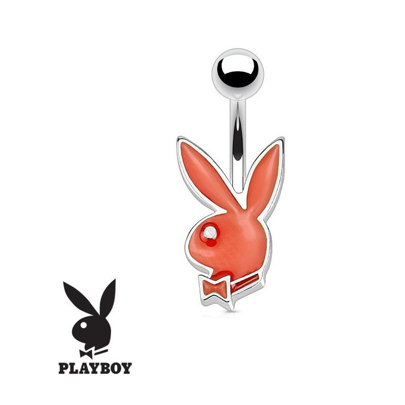 Piercing nombril de la marque Playboy couleur rouge tige finne de 1.2 mm de diamètre