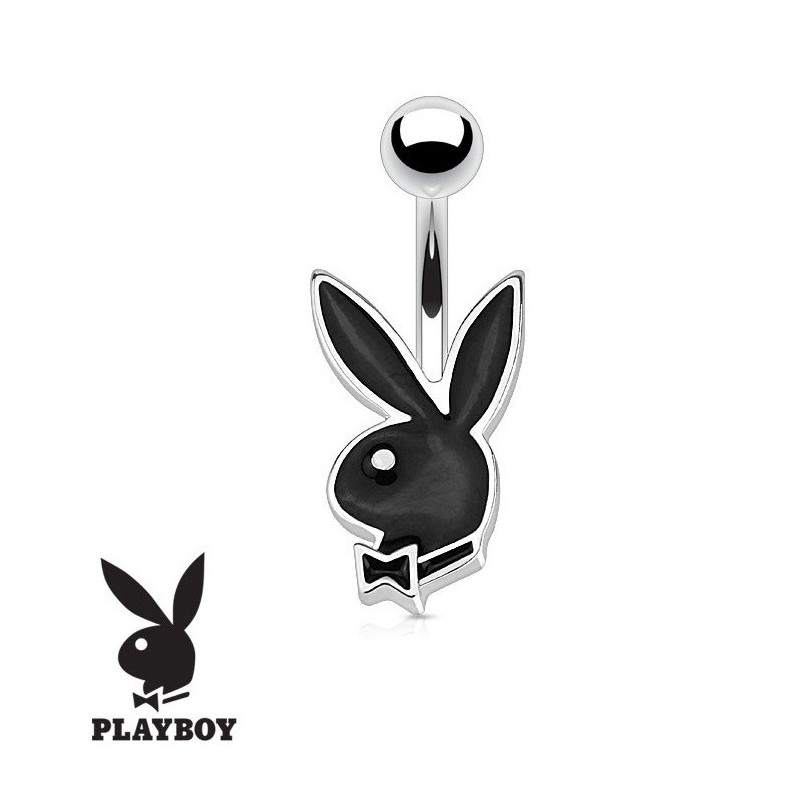 Piercing nombril de la marque Playboy couleur noir tige finne de 1.2 mm de diamètre