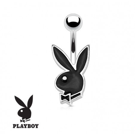 Piercing nombril de la marque Playboy couleur noir tige finne de 1.2 mm de diamètre