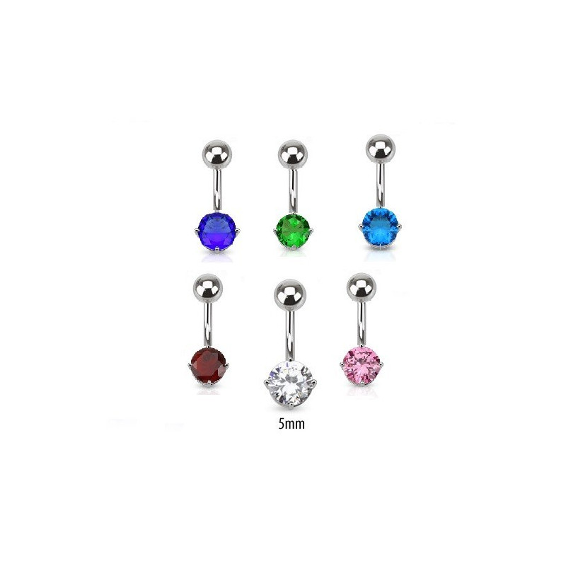 Piercing nombril solitaire rouge 5mm