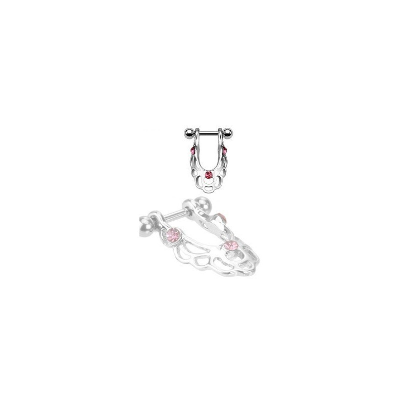 Piercing Hélix acier chirurgical bouclier pendant cristal rose pas cher