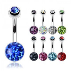 Piercing nombril acier chirurgical Multi cristaux cristal autrichien