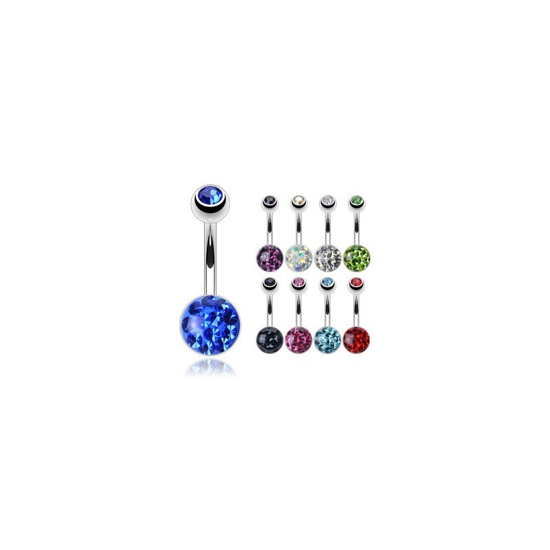 Piercing nombril acier chirurgical Multi cristaux cristal autrichien