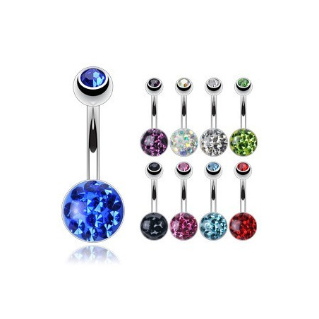 Piercing nombril acier chirurgical Multi cristaux cristal autrichien