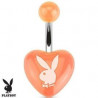 Piercing nombril marque Playboy coeur Orange en acrylique barre acier chirurgical