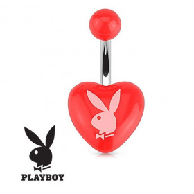 Piercing nombril de la marque Playboy coeur rouge en acrylique et acier chirurgical