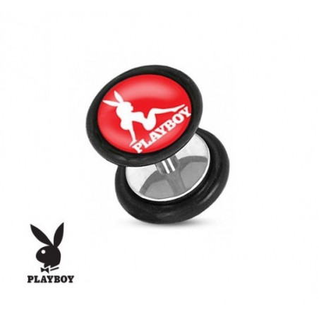 Faux piercing plug marque playboy logo pin up rose