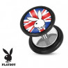 Faux piercing plug de la marque playboy logo drapeau Royaume unis