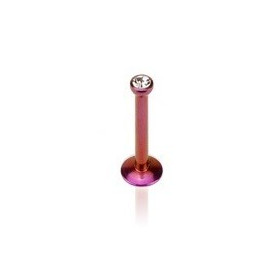 Piercng labret micro strass tragus oreille hélix en titane anodisé couleur violet