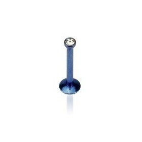 Piercing labret micro strass tragus oreille hélix en titane annodisé couleur bleu pas cher