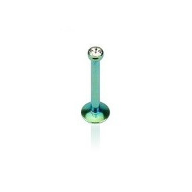 Piercng labret petit strass tragus oreille hélix en titane anodisé couleur Vert