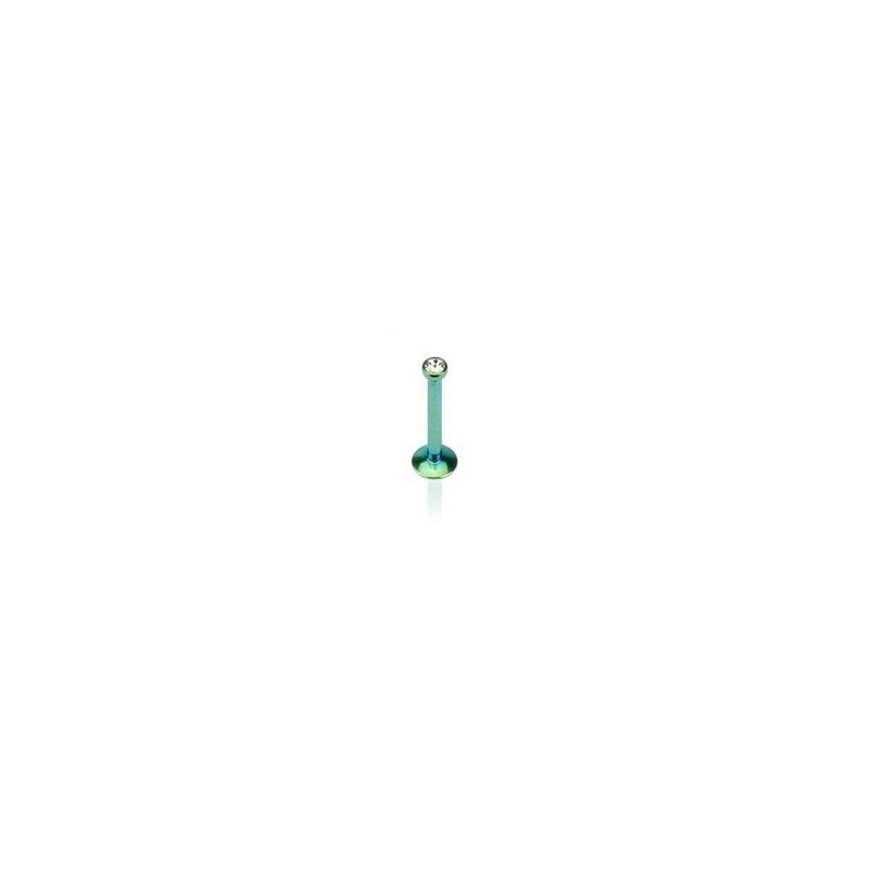 Piercng labret petit strass tragus oreille hélix en titane anodisé couleur Vert