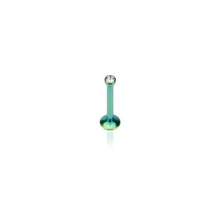 Piercng labret petit strass tragus oreille hélix en titane anodisé couleur Vert