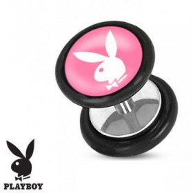 Faux piercing plugacier chirurgical marque playboy Rose et blanc