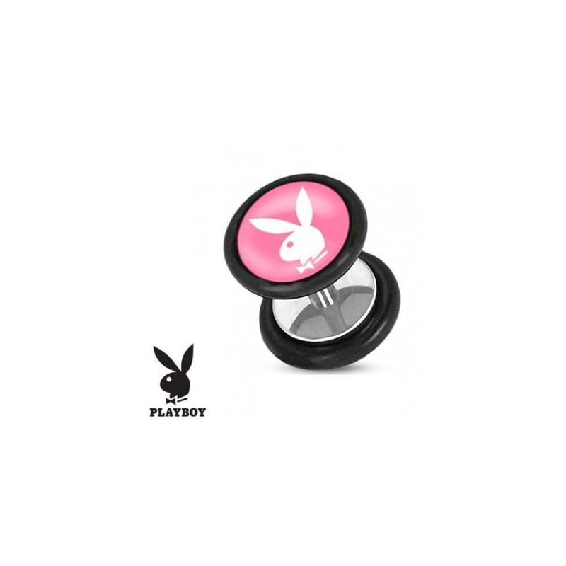 Faux piercing plugacier chirurgical marque playboy Rose et blanc