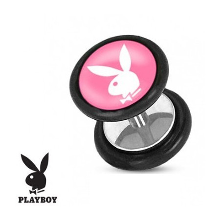 Faux piercing plugacier chirurgical marque playboy Rose et blanc