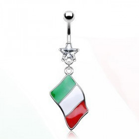 Piercing nombril pendentif pays drapeau Italie
