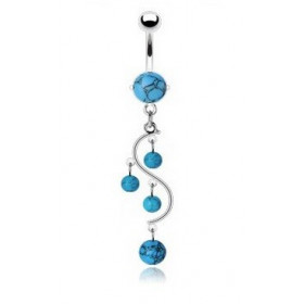 Piercing nombril en acier chirurgical pas cher pendentif vigne pierre semi-précieuse turquoise