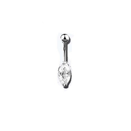 piercing nombril cristal forme marquise couleur blanc