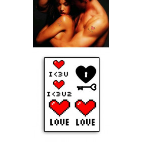 Tatouages Temporaires Coeurs I Love You 