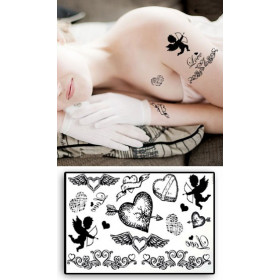 Tatouages Temporaires Coeurs et Cherubins 