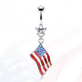 Piercing nombril pendentif drapeau pays USA etats unis d'Amérique