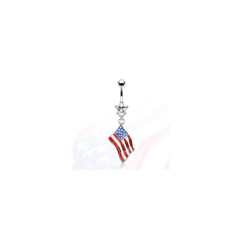 Piercing nombril pendentif drapeau pays USA etats unis d'Amérique