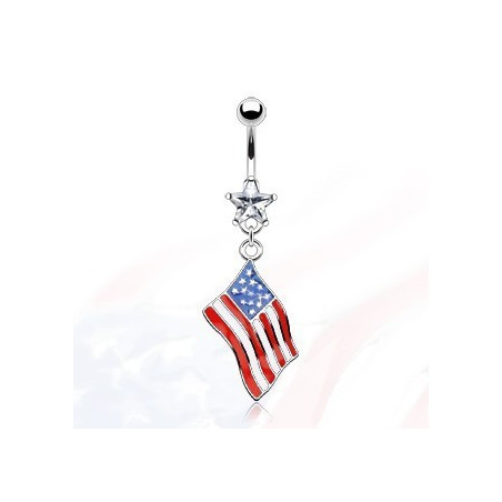 Piercing nombril pendentif drapeau pays USA etats unis d'Amérique