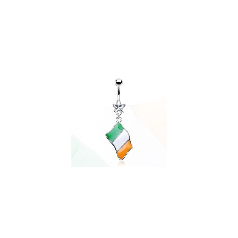 Piercing nombril acier chirurgical pendentif drapeau pay Irlande